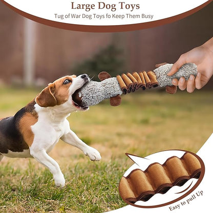 BUYPOW Squeaky Dog Toys, Interactive Tug of War Puppy Toys, Funny Plush Dog Chew Toys, Stuffed Dog Toys for Small,Medium and Large Dogs - Platypus