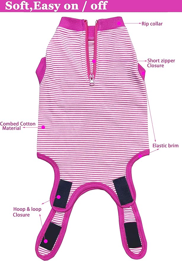 Recovery Suit for Dogs,Dog Cone Alternative Zipper Surgery Suit Female Spay,Soft Dog Surgery Suit for Anti Licking,Breathable Surgical Suit for Dogs Female Spay