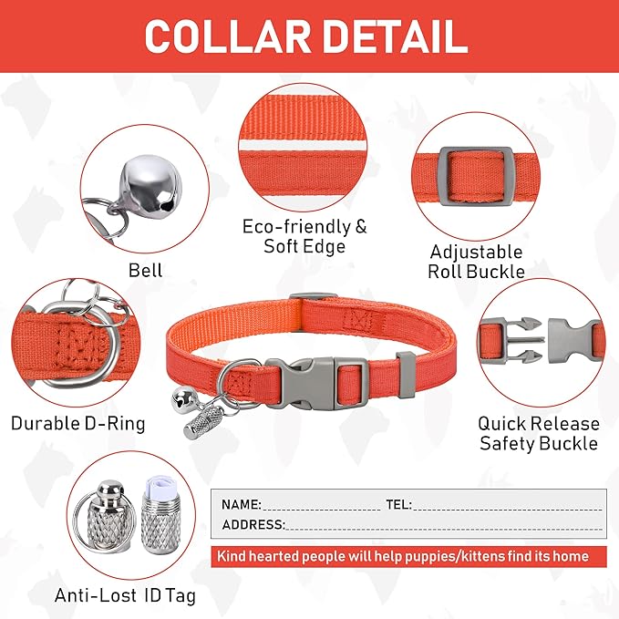 GAMUDA Small Pet Harness Collar and Leash Set, Step in No Chock No Pull Linen Fabric Soft Mesh Dog Vest Harnesses Reflective for Dogs Puppy Cats Kitten Rabbit (Orange, XXS)