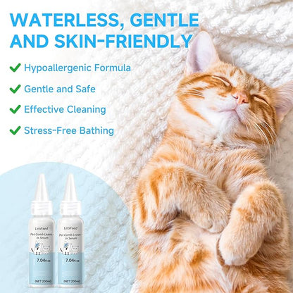 Pet Steam Brush Spray Refill for Dogs & Cats – Concentrated Waterless Shampoo, 3-in-1 Pet Comb Leave-in Serum, Self Cleaning Pet Comb for Shedding & Hair Removal, 2*Shampoo(Steam Brush Not Included)