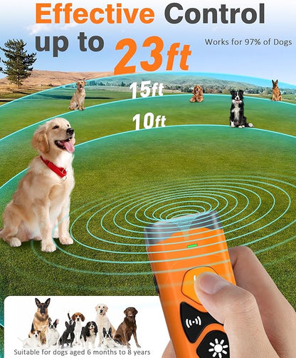 Dog Bark Deterrent Devices | Stop Your & Neighbor’s Dog Barking | 3X Ultrasonic & 23ft Range Anti Barking Device | Dog Behavior Correction Training Indoor Outdoor