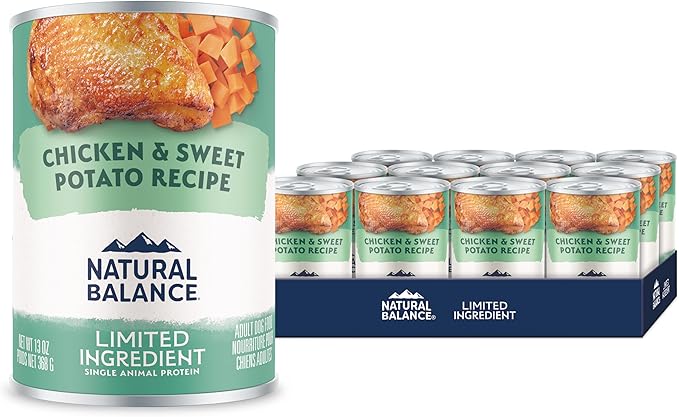 Natural Balance Limited Ingredient Adult Grain-Free Wet Canned Dog Food, Chicken & Sweet Potato Recipe, 13 Ounce (Pack of 12)