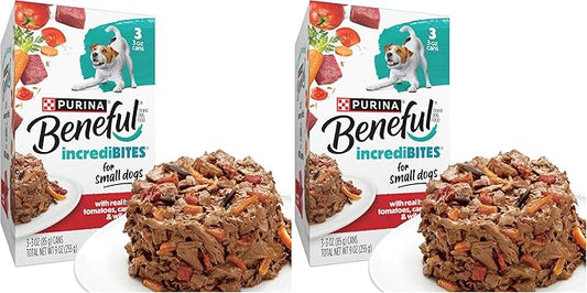 Beneful Purina Small Breed Wet Dog Food with Gravy, IncrediBites with Real Beef - (16 Packs of 3) 3 oz. Cans