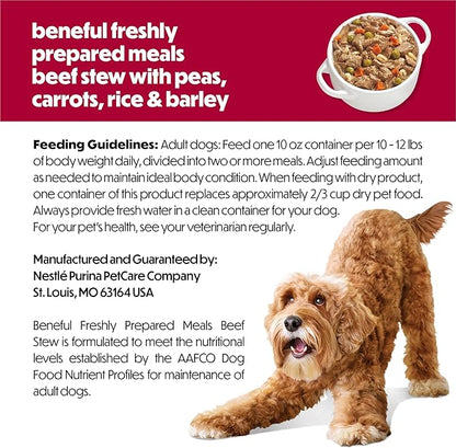 Purina Beneful Wet Dog Food Freshly Prepared Meals Beef Stew with Peas, Carrots, Rice, and Barley - (Pack of 8) 10 oz. Tubs