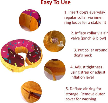 Inflatable Dog Neck Donut Collar for Post Surgery Recovery - Alternative to Elizabethan Collar (S (Neck 9"-11"))