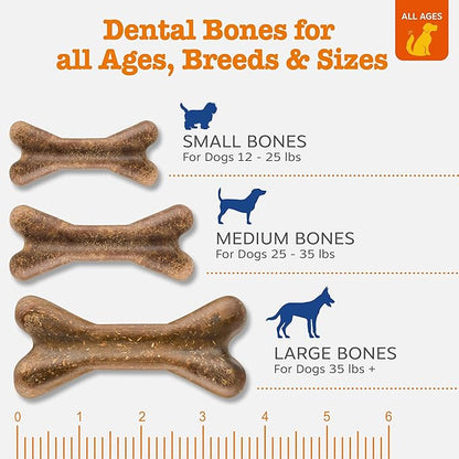 Zesty Paws Dental Bones - Fights Tartar & Plaque - Gum, Teeth & Bone Health - Cinnamon for Dog Breath - Immune, Joint, Gut, Skin & Coat Support - Omega 3 EPA & DHA and Calcium - Medium Dogs - 12 ct