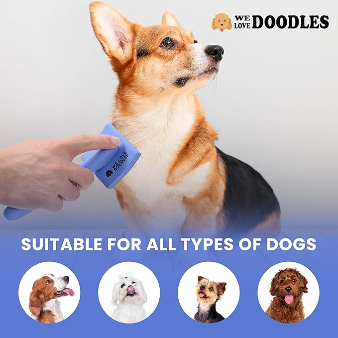 Slicker Brush for Dogs, Dog Grooming Supplies - Best Doodle & Poodle Brush for Haired Dogs - Goldendoodle Pin Detangler for Dematting (Small Curved)