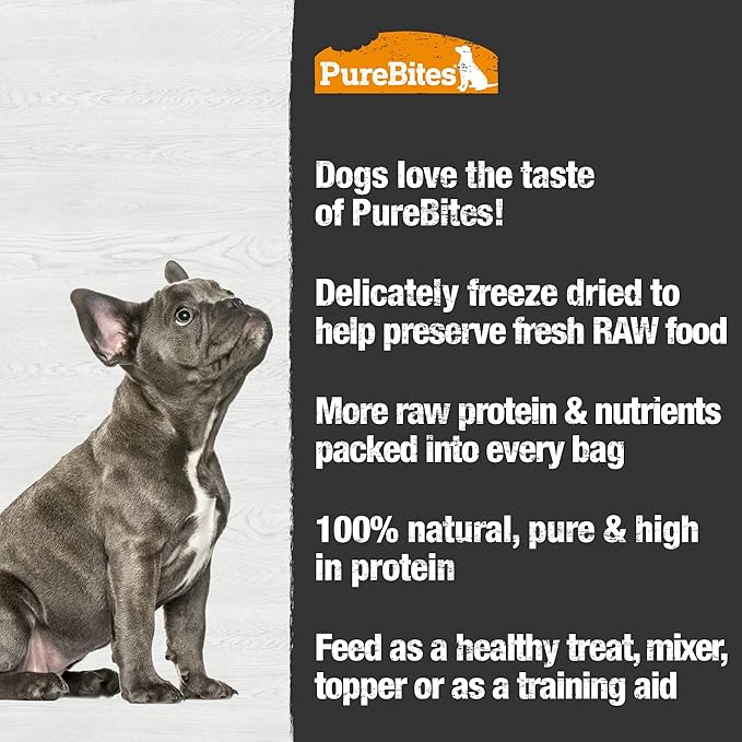 PureBites Duck Liver Freeze Dried Dog Treats, 1 Ingredient, Made in USA, 2.61oz