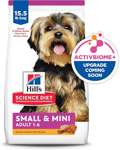 Hill's Science Diet Adult 1-6 Small & Mini Dry Dog Food, Chicken & Brown Rice, 15.5 lb. Bag