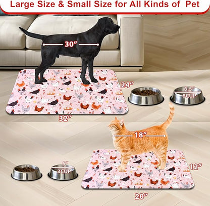 Dog Food Mats for Floors Waterproof Mat for Cat Food and Water Bowls - Absorbent Quick Dry Non Slip Mat for Pet Feeding