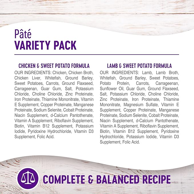 Wellness Complete Health Pate Variety Pack Adult Canned Wet Dog Food, Wholesome Grains, Natural, 12.5 oz, Pack of 6 Cans