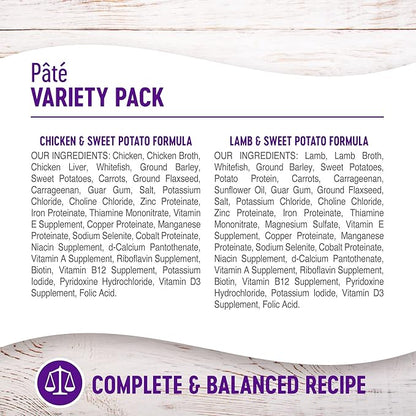 Wellness Complete Health Pate Variety Pack Adult Canned Wet Dog Food, Wholesome Grains, Natural, 12.5 oz, Pack of 6 Cans