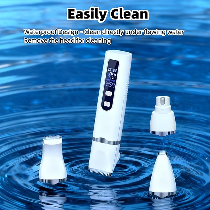 Dog Grooming Kit Hair Clipper with LCD Display - Low Noise Pet Hair Trimmer, Dog Nail Grinder Clippers for Grooming, Rechargeable Cordless Waterproof Paw Trimmer for Cats and Other Pets