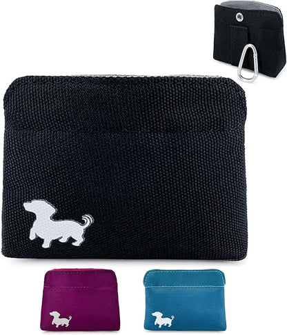 Extra Small Dog Treat Pouch – Slim Magnetic Pocket Dog Treat Bag for Walking & Training – Discreet Clip On Treat Pouch for Leash, Waistband or Pocket – Mess Free Storage (Black/Gray)