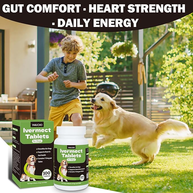 lvermect Tablets for Dogs, 99% Purity for Gut Health Detox, Promotes Immune & Digestive Support - 7.5mg(100 Tablets)