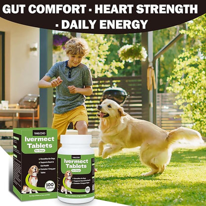 lvermect Tablets for Dogs, 99% Purity for Gut Health Detox, Promotes Immune & Digestive Support - 7.5mg(100 Tablets)