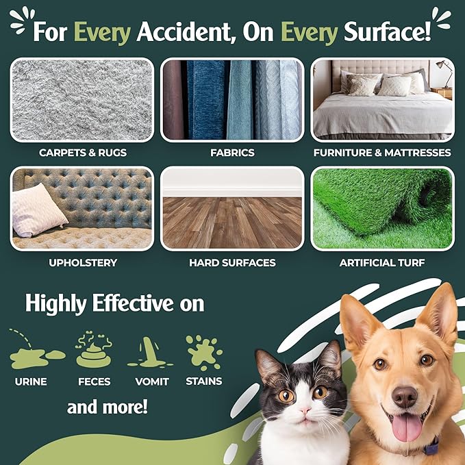 Sprinkle & Sweep: Pet Mess & Odor Cleanup Bundle - 15oz Bag, Dustpan Broom, 24oz Enzyme Stain Spray - Dog Accident Clumping Powder & Spot Treatment
