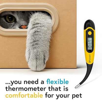 iProven Dog & Cat Thermometer for Accurate Fever Detection, Comfortable Flexible Tip, Waterproof Pet Thermometer, Fast Readings in 20 sec, Whelping and Veterinary Supply, DTK-117Y