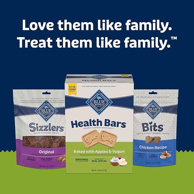 Blue Buffalo Health Bars Crunchy Dog Biscuits, Oven-Baked with Natural Ingredients, Apples & Yogurt, 3.5-lbs Box