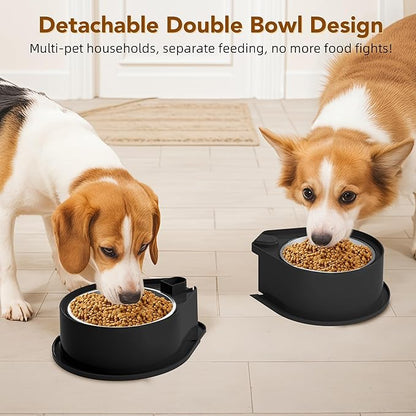 Newget Stainless Steel Dog Bowl Set, 304 Metal Dual Food & Water Bowls for Dogs & Cats, Large Capacity Pet Feeder, Anti-Skid Dog Dish for Small/Medium/Large Pets