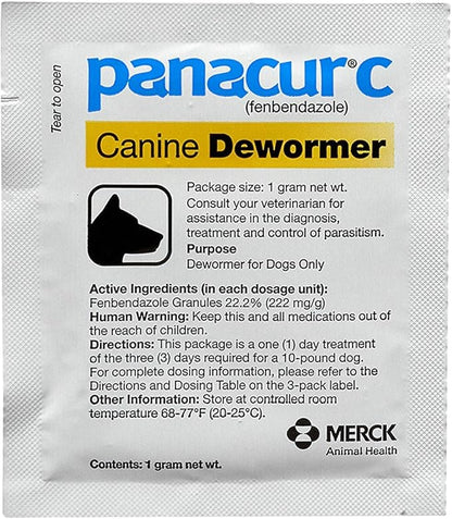 Panacur C Canine Dewormer (Fenbendazole), 1 Gram, Yellow, 3 Count (Pack of 1)