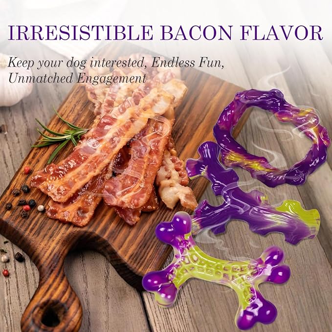 Tough Dog Toys for Aggressive Chewers 3 Pack, Indestructible Dog Toy for Large Dogs, Dog Chew Toys to Keep Them Busy, Dog Bones for 15-100lbs Puppy/Medium/Large Breeds, Interactive Dog Toys