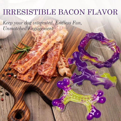 Tough Dog Toys for Aggressive Chewers 3 Pack, Indestructible Dog Toy for Large Dogs, Dog Chew Toys to Keep Them Busy, Dog Bones for 15-100lbs Puppy/Medium/Large Breeds, Interactive Dog Toys