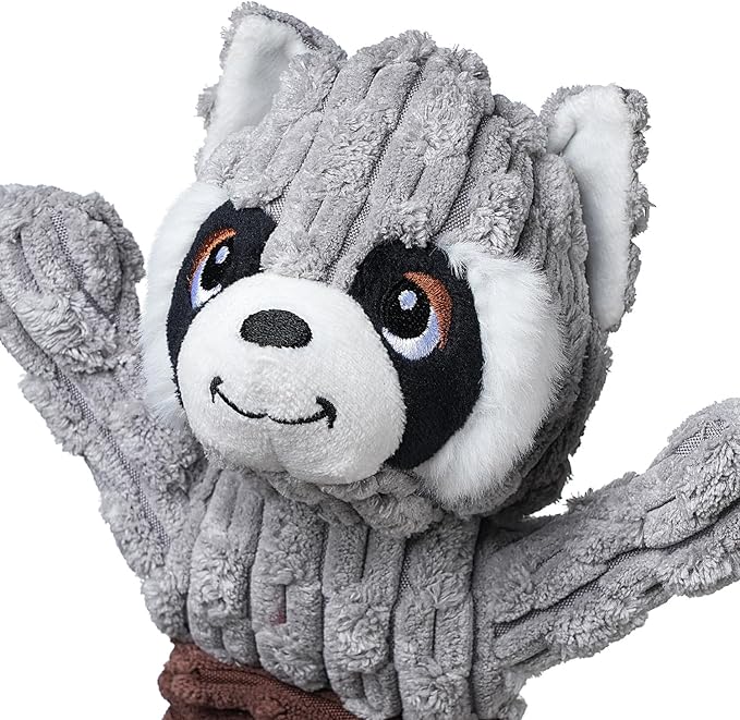 Sedioso Tug of War Dog Toy, Durable Large Breed Dog Toy, Though Stuffed Dog Squeaky Toy with Crinkle Paper for Small, Middle and Big Dogs(Raccoon)