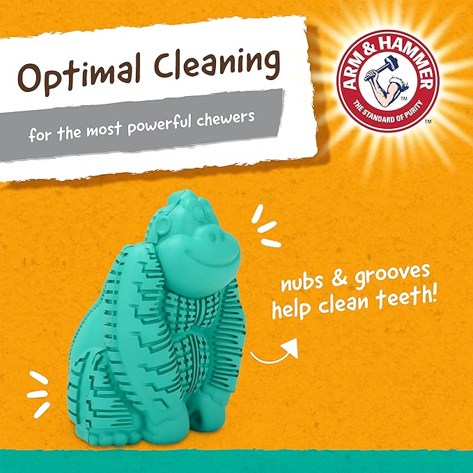 Arm & Hammer for Pets Super Treadz Gorilla Dental Chew Toy for Dogs - Dog Dental Toys Reduce Plaque & Tartar Buildup Without Brushing - Safe for Dogs up to 35 Lbs