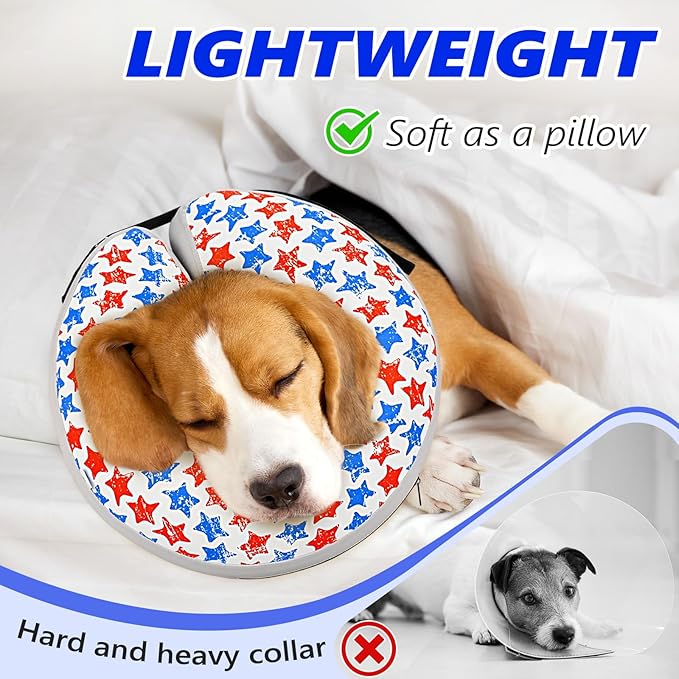 Inflatable Dog Cone Collar to Stop Licking, Soft Neck Donut Collar After Surgery, Adjustable Recovery Cone for Small Medium Large Dogs (Star,S)