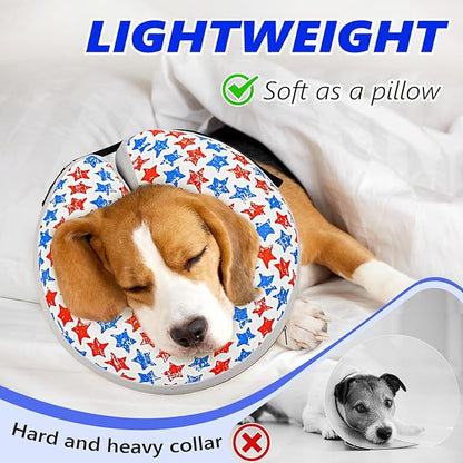 Inflatable Dog Cone Collar to Stop Licking, Soft Neck Donut Collar After Surgery, Adjustable Recovery Cone for Small Medium Large Dogs (Star,S)