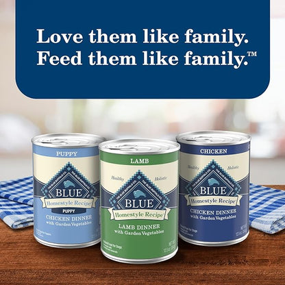 Blue Buffalo Homestyle Recipe Adult Wet Dog Food,Made with Natural Ingredients,Turkey and Lamb Dinner Variety Pack,12.5-oz Cans (,3 of Each),(Pack of 12)