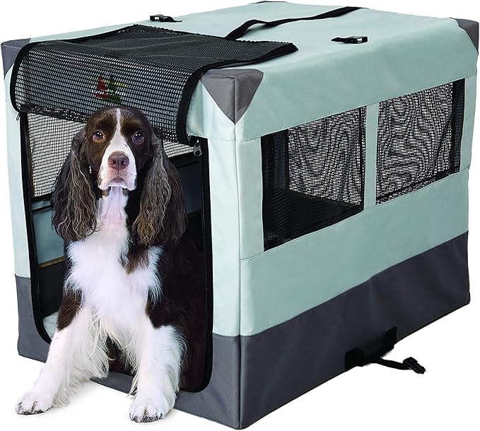 MidWest Homes for Pets Canine Camper Sportable, 36-inch Portable Tent Crate for Dogs, Soft-Sided, Folding Frame, Mesh Windows, Zip Door, Water-Resistant, Includes Pad