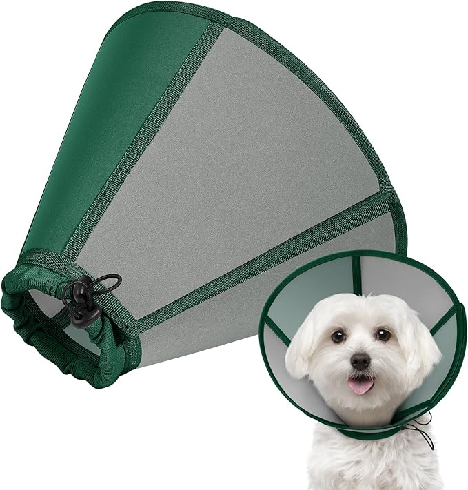 SUNFURA Dog Cone - Soft Cone for Dogs to Stop Licking, Adjustable Dog Cones for Medium Dogs After Surgery, Pet Recovery Elizabethan Collar Alternative for Wound Care, Spay, Neuter, Green M
