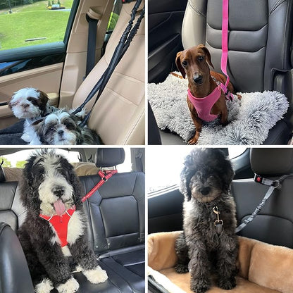 BWOGUE Pet Dog Cat Seat Belts, Car Headrest Restraint Adjustable Safety Leads Vehicle Seatbelt Harness (1 Pack, Black, Elastic)