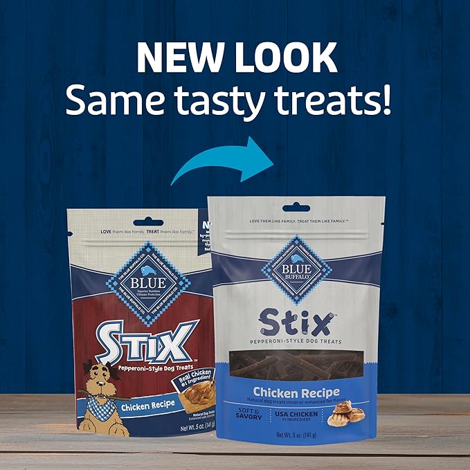 Blue Buffalo Stix Natural Soft-Moist Dog Treats Chicken Recipe 6-oz Bag