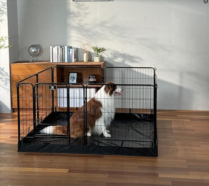 PJYuCien Dog Playpen Plus Storage Bag, 31.3" H 8 Panels Puppy Pen with Square Bottom, Heavy Duty Dog Fence for Puppies/Small Dogs