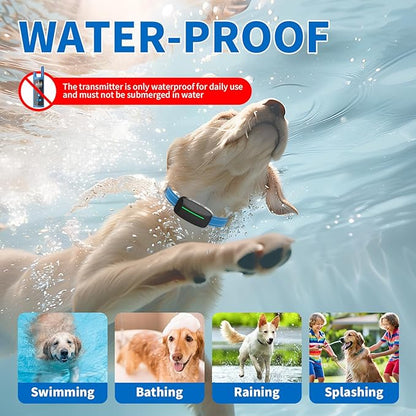 Dog Training Shock Collar 4000FT Dog Bark Collar with Remote IP67 Waterproof 4 Training Modes Beep Vibration Shock Light Mode Magnetic Charger Electric Dogs Collar 8-25 inches Double Shock Sea Blue
