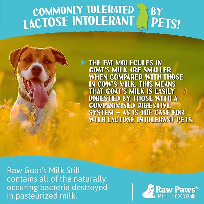 Raw Paws Raw Unpasteurized Goat Milk for Dogs & Cats, 16-oz, 14 Pack - Pet Milk Replacer for Puppies & Kittens, Goat Supplement for Dogs, Sensitive Stomach Dog Food Topper, Frozen Raw