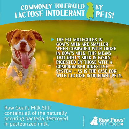 Raw Paws Raw Unpasteurized Goat Milk for Dogs & Cats, 16-oz, 14 Pack - Pet Milk Replacer for Puppies & Kittens, Goat Supplement for Dogs, Sensitive Stomach Dog Food Topper, Frozen Raw