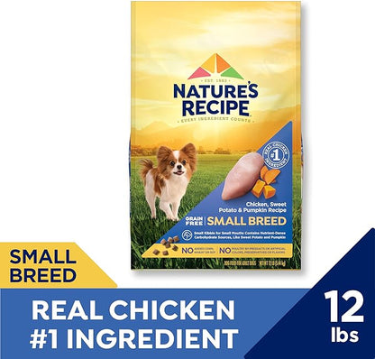Nature's Recipe Grain Free Small Breed Dry Dog Food, Chicken, Sweet Potato & Pumpkin Recipe, 12 lb. Bag
