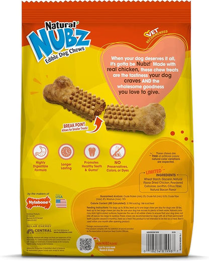 Nylabone Nubz Natural Dog Chew Treats for Large Dogs, Long Lasting Dog Bones Made in USA, Chicken Flavor Breath Freshener Dental Chews, For Dogs Over 30 lbs. (18 Count)