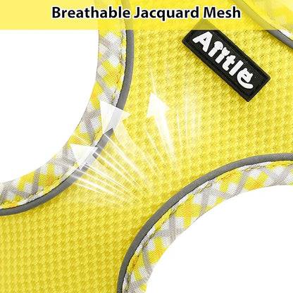 AIITLE Escape-Proof Dog Harness - Extra Soft Jacquard Fabric with Moisture-Wicking Lining, Adjustable Fit for Boston Terrier, Pekingese - Running, Playdates, Outdoor Adventures (Yellow, L)