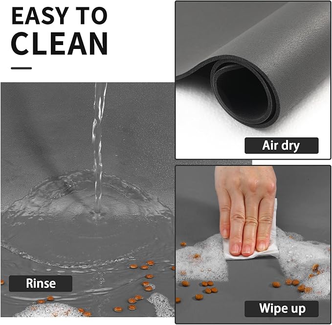 HotLive Dog Food Mat - Absorbent Cat Mat for Food and Water, No Stains Pet Feeding Bowl Mat, Easy to Clean Pet Placemats, Quick Dry Dog Water Dispenser Mat for Messy Drinkers | Paw Dark Grey 24"x 36"