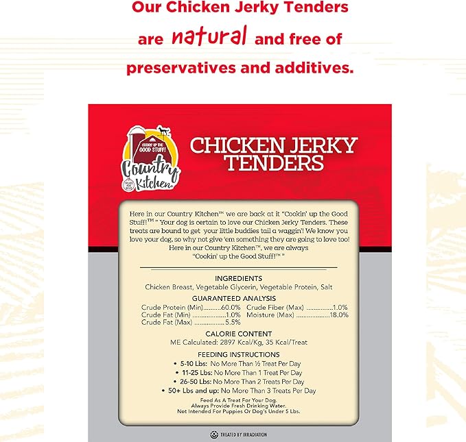 Country Kitchen Chicken Jerky Tender Dog Treats, Made with Real Chicken, High Protein, Low Fat, No Artificial Colors, 32 oz