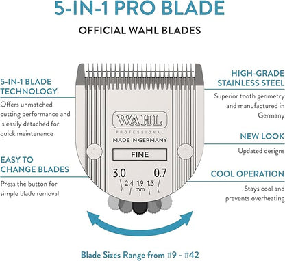 Wahl Professional Animal 5-in-1 Adjustable Blade Arco, Bravura, Chromado, Creativa, Figura, and Motion Pet, Dog, and Horse Clippers - Fine (2179-301) (Pack of 2)