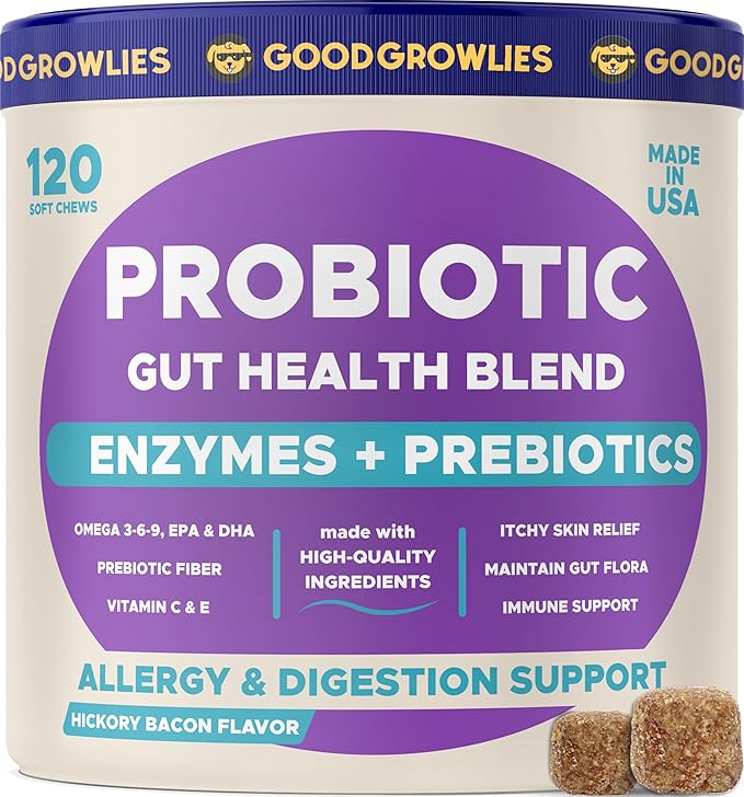 Probiotics for Dogs Gut Health & Digestive Function Support - Probiotic Chews w Pumpkin & Omega - Upset Stomach & Gas Relief, Constipation, Canine Prebiotic Supplement