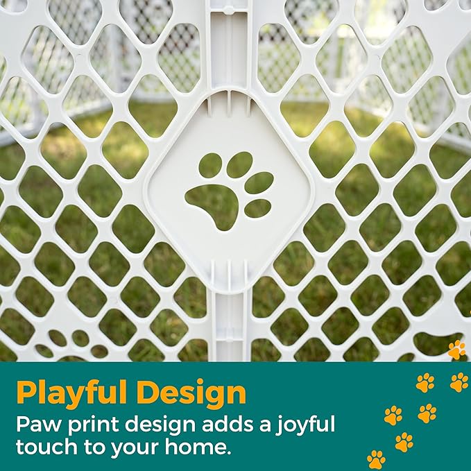 MYPET 6-Panel Paws Petyard, Gray Dog Playpen, Durable & UV-Resistant Puppy Playpen, Indoor/Outdoor Portable Dog Pen, Adjustable for Your Pet's Comfort, Friendly Design for Happy Pets