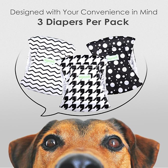wegreeco Washable Male Dog Belly Band (Stylish Pattern)- Pack of 3 - Washable Male Dog Belly Wrap, Dog Diapers Male (Houndstooth, Medium)