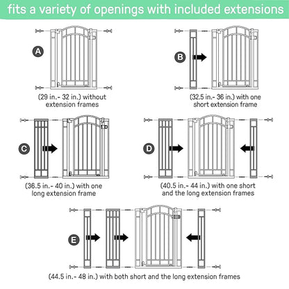Ingenuity Decorative Extra Tall Baby Gate & Dog Gate, 28.5"-48" Wide, 36" Tall, Hardware or Pressure Mounted, Install on Top or Bottom of Stairs, Banister, or Doorway - White